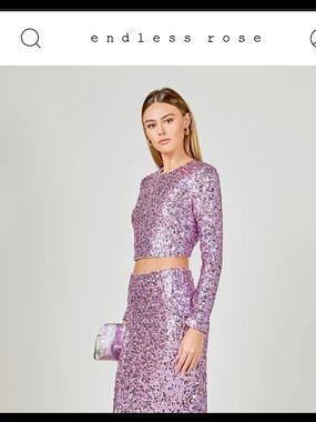 Endless Rose Iridescent Lavender Sequin Crop Top